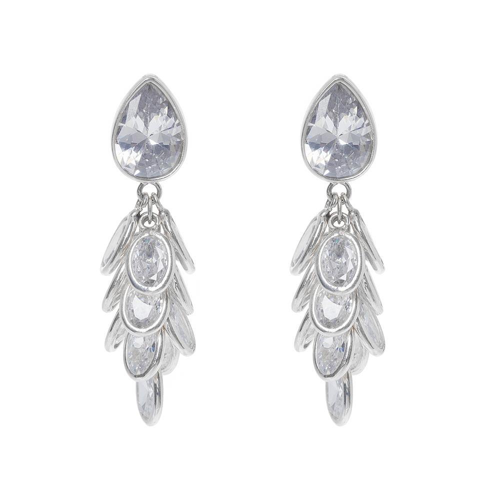 Petites Boucles d’Oreilles Pendantes Cristal Argent