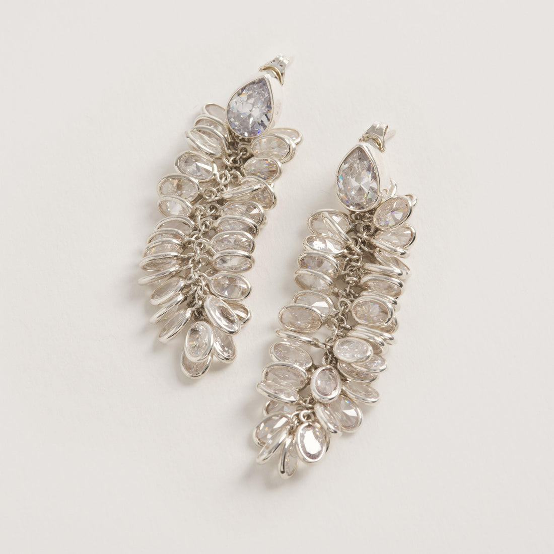 Grandes Boucles d’Oreilles Pendantes Cristal Argent