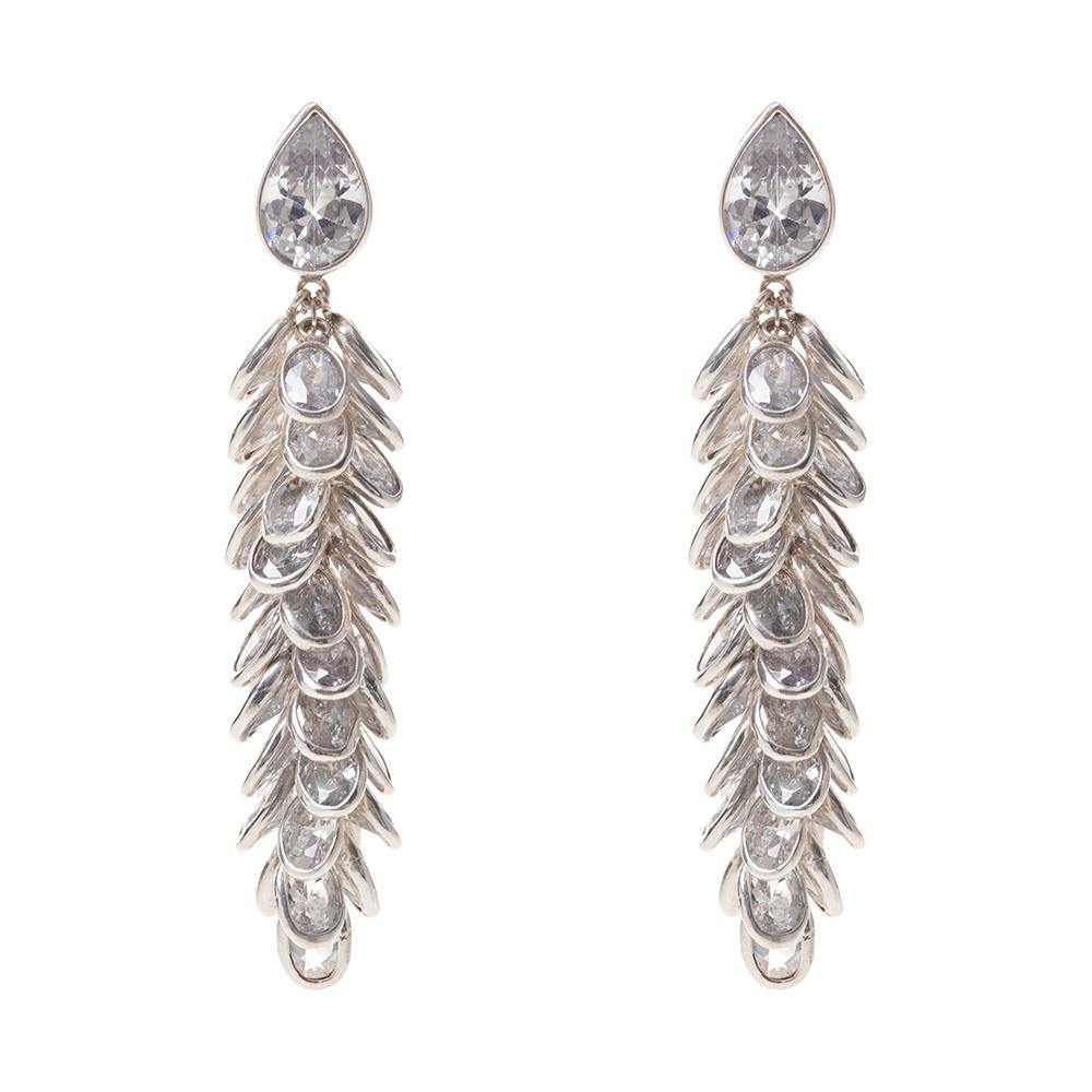 Grandes Boucles d’Oreilles Pendantes Cristal Argent