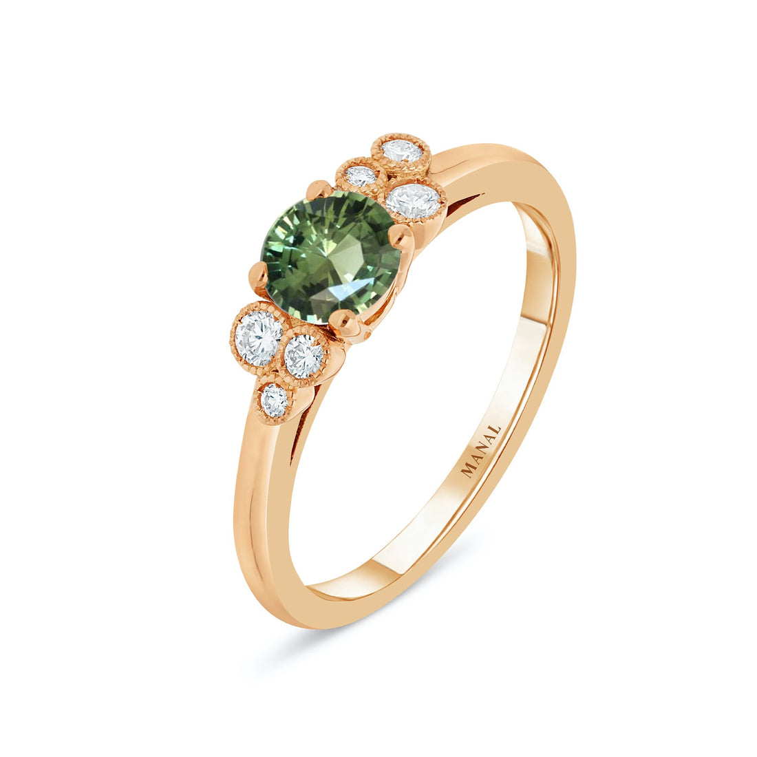 Bague Rivière De Diamants Saphir Vert