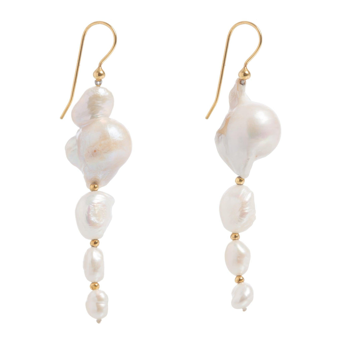 Grandes Boucles d’Oreilles Pendantes Baroques en Perles