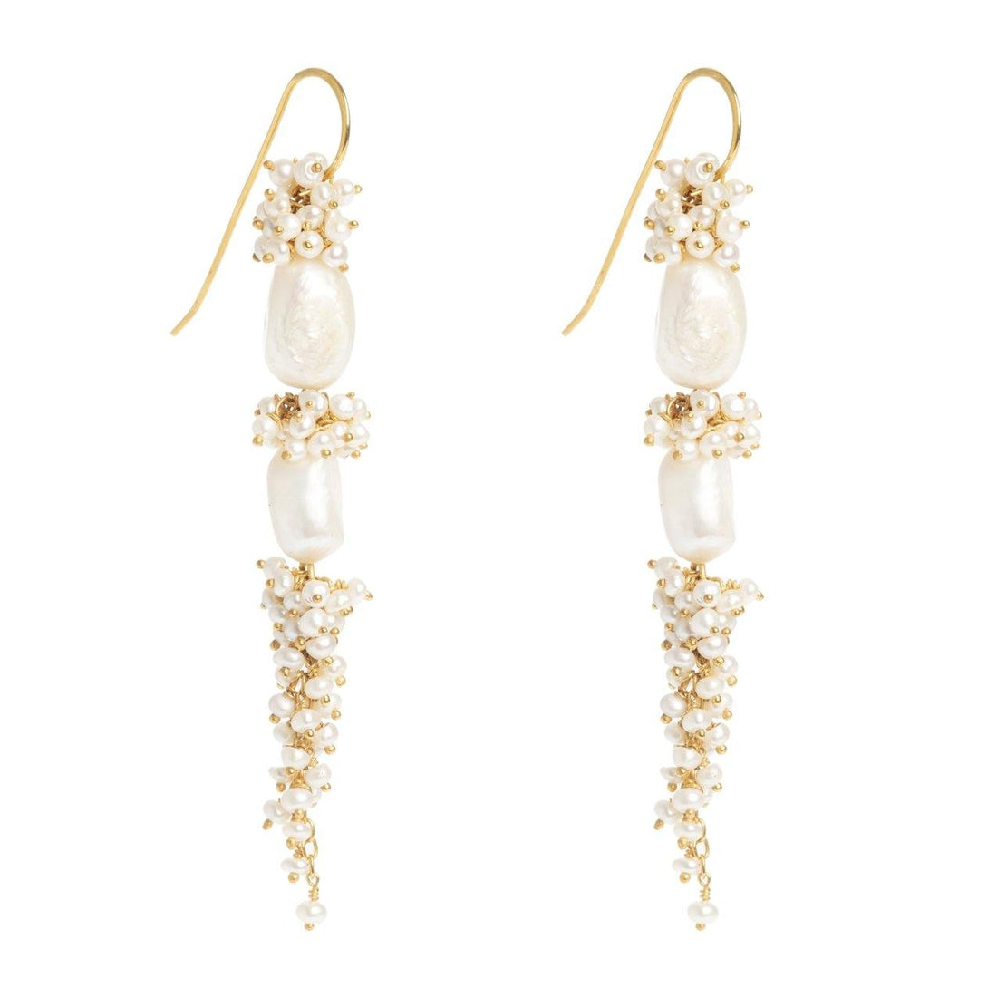 Longues Boucles d’Oreilles Baroques en Perles