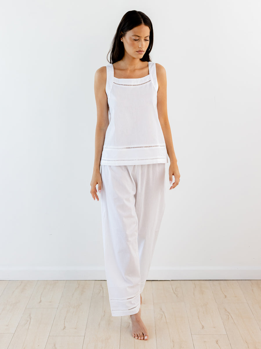 Francine - Ensemble de pyjama en coton blanc