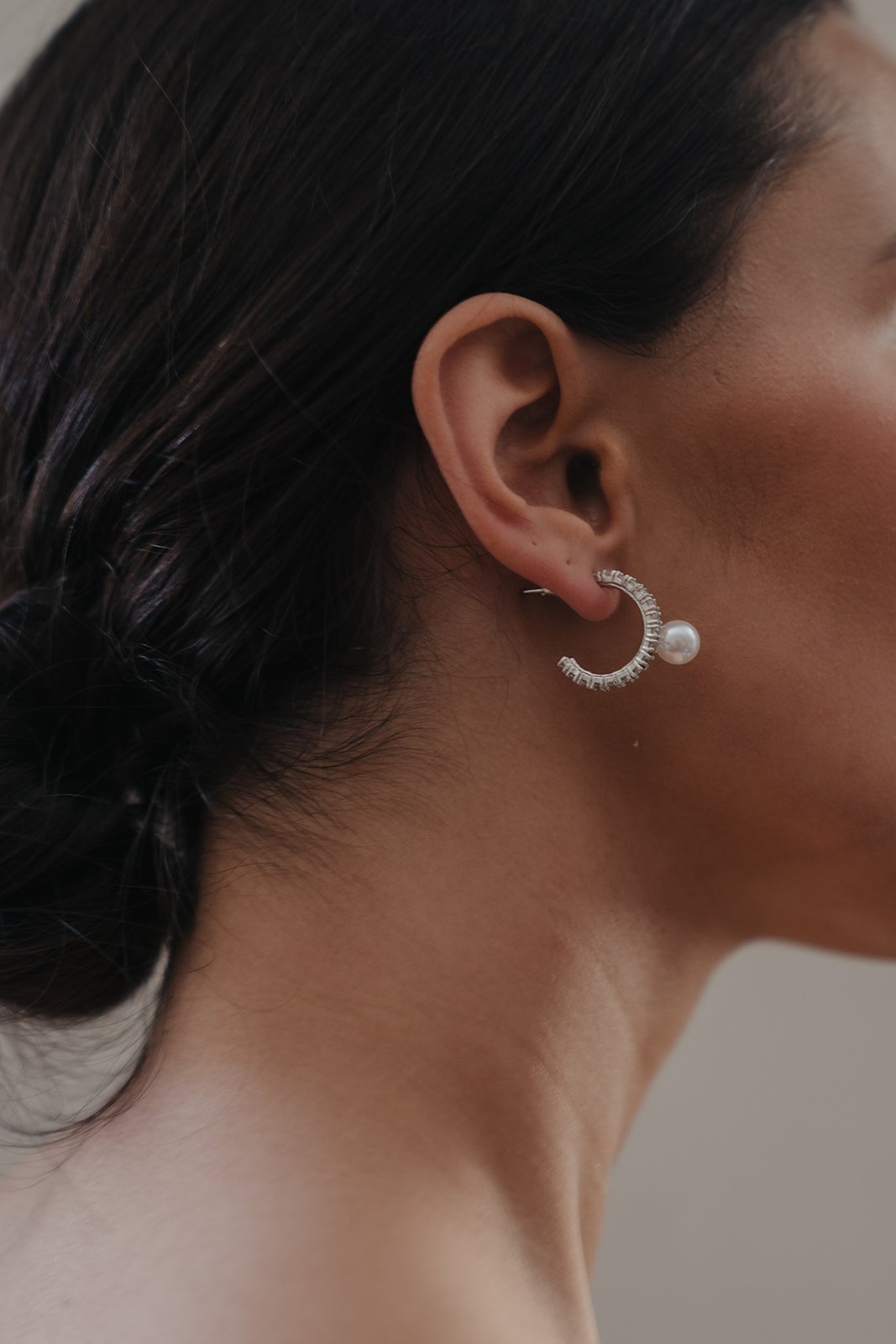 Elsie - Boucles d'oreilles créoles avec perles et strass