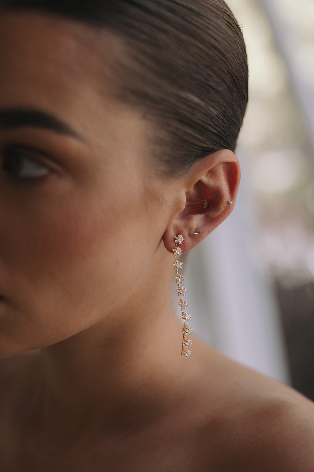 Ardie - Boucles d'oreilles pendantes avec strass et étoiles